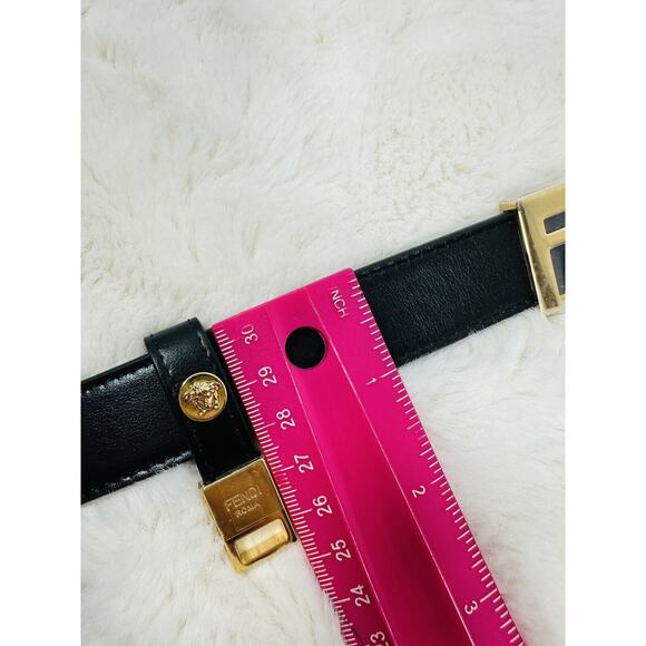 NWT Versace x Fendi Fendace Belt Leather Belt Size L 90cm 36" Logo Spell Out - Picture 9 of 9